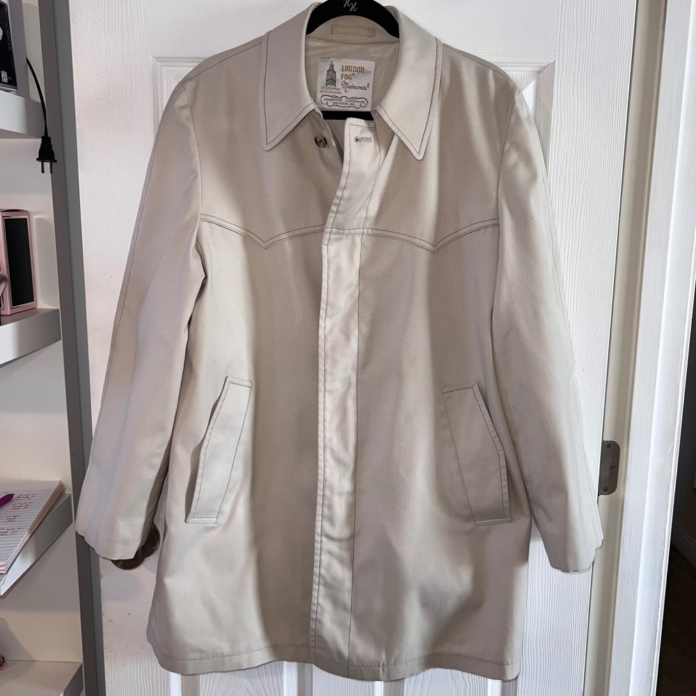 VTG London‎ Fog Maincoats Weatherwear Light Tan Trench Coat Jacket Mens-40R USA